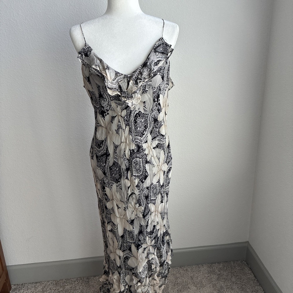 Vintage 90s Y2K ICE I.C.E 100% Silk Dress 16 Whimsygoth Fairy Grunge Ruffle